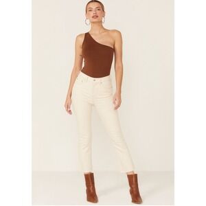 Daze Women's Shy Girl High Rise Ivory‎ Crop Flare Jeans Size 31 Stretchy